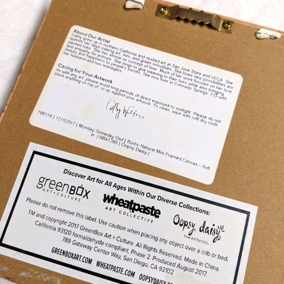 NWOT Framed 6x6 Whimsical Owl Painting by Oopsy Dasiy - Picture 8 of 9